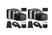 16Pcs Packing Cubes for Travel Lightweight Luggage Organizers for Suitcase Durable Luggage Cubes-Black