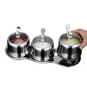 18/8 Stainless Steel Seasoning Box Condiment Jar Set Spice Jar Spice Rack Con...