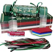 PopManko 30 Packs Christmas Crackers, Make Your Own Christmas Crackers Kit, Diy Christmas Crackers Bulk, Christmas Party Cracker Candy Paper Boxes Novelty Decorations with Hats Riddle Cards, No Snap