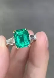 2.05 Ct Octagon Natural Emerald Diamond Women s Ring 14K solid White gold