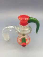 Red And Green Glass Ash Catcher And Bowl Set 14mm Male - 14mm Female