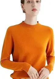 [Zadaos] Women's 100% Wool Sweater Half Turtleneck Cashmere Sweater Knit Fashion Pullover Jumper Coral RED XL