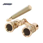 3X25 Theater Opera Glasses Horse Racing Binoculars ( Glod with Handle )