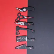6PC 1/6 Scale Dollhouse Miniatures Accessories Halloween Bloody Knife Tots Kit