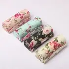 With Mirror Lip Gloss Box Embroidered Flower Makeup Storage Jewelry Holder