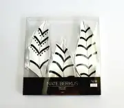 Nate Berkus Painted Feather Stoneware Trinket Dish Tray - Set of 3