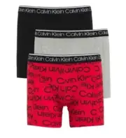 CALVIN KLEIN 3 Pack Cotton Stretch Boxer Briefs Black Red Gray Sz S (28-30) NEW