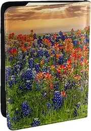 [JEJEA] Texas Bluebonnets Scenery Print Travel Organizer Credit Cards Case Passport BookPassport Holder Cover Wallet forTraveling,, Black, One Size