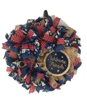Deco Mesh Patriotic Rustic Wreath, Americana Wreath, Patriotic Decor,