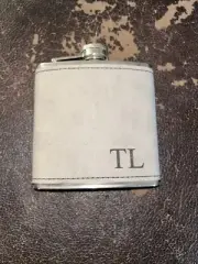 Personalized 6 oz leatherette covered stainless steel flask - "TL"
