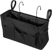Oxford Cloth Bedside Storage Organizer for Top Bunk Bed Compartmental Bedside Bed Pouch Desk Bag Storage Organizer for All Kinds of Daily Accessories Cabin Shelf Bunks Pocket (Black)