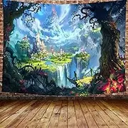 Tapestry Wall Hanging Magic Castle Forest Psychedelic, Tapestries for Bedroom College Dorm Living Room Wall Decor Art (Castle, 59x79 inch)