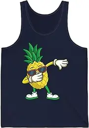 [Sumairah] Funny Dabbing Pineapple Sunglasses Top Aloha Beaches Hawaii Tank Top for Men Women