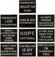 [Loetere] 10 Pcs Social Distancing Enamel Pins Funny Enamel Lapel Pin Buttons for Backpacks Black and Gold Brooch Badge for Men Women, 10 Styles, Metal enamel, no gemstone