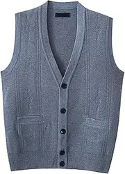 [Generic] Mens Sweater Vest Plaid V Neck Sleeveless Button Down Winter Cardigan 2024 Trendy Casual Warm Soft Knit Tops
