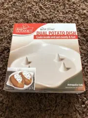 Handy Gormet-Quick Bake Dual Potato Ceramic Dish Cooks 2 Potato's New In Box