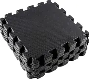 20PCE Floor Mats EVA Black Square Interlocking Durable High Density 29cm
