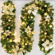 Christmas Garland With Lights, 270 Cm Warm White Christmas Garland Fir Tree Garland Fake Christmas Decoration Garland compatible Interior Ficompatible