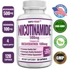 Nicotinamide 500mg w/ 100mg Resveratrol, Vitamin B3 Anti-Aging Support | 120 Cap