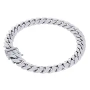 10K White Gold 7.5mm Mens Miami Cuban Link Italian Chain Bracelet Box Clasp 9"
