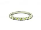 Natural Green Peridot Stone 925 Silver Eternity Handmade Dainty Women Ring