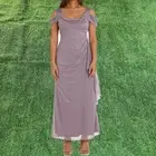 R&M Richards 2061 Long Off Shoulder Mauve Chiffon Long Formal Dress Size 16 NEW