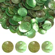 300-Pack Natural Flat Round Seashells, 15mm Drop Charm Beads [Fruit Green]