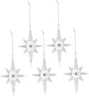 [UTHCLO] Plastic Led Light Eight Pointed Star Ornaments 5pcs Christmas Tree Decorations Glitters for Home Decor
