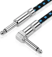 Labymos ASC-30-3 Musical Instrument Cable High Shield Exquisite Braided Jacket o Cable Cord with Straight to Right Angle 1/4 Inch Metal Connectors for Studio Mixer Speaker Electric Guitar Amp Blue 5m/