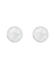 Splendid Pearls Silver 8mmmm Pearl CZ Earrings