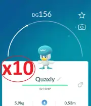 Pokemon Quaxly x10 GO - Fast Delivery - Chance of Lucky !!