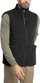 [Barbour] Men's Cord Liddesdale Quilted Gilet, Black, XXL