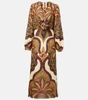 [Johanna Ortiz] Johanna Ortiz Across Paradise printed linen midi dress AU 6 multicoloured