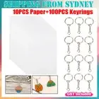 10PCS Heat Shrink Paper Film Sheets + 100PCS Key Chain for DIY Pendants Making