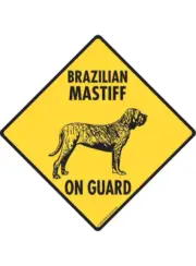 Warning! Brazilian Mastiff On Guard Aluminum Dog Sign or Vinyl Sticker