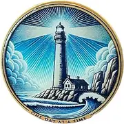 Lighthouse in Storm Foglight One Day at A Time Medallion Serenity Prayer Chip