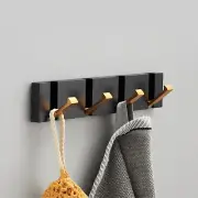Spotact Wall Mounted Coat Rack Black Gold Metal 70 T1 4 Hooks,