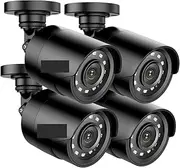 4PCS 1080P Surveillance Cameras 2MP IP66 Waterproof Indoor Outdoor CCTV Camera Kit 30m Night Vision with Smart IR Cam(4Pcs Black)