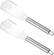 Mikinona 1 Set 2Pcs Stainless Steel Cooking Turner Multipurpose Kitchen Supplies for Frying Steaks Baking Cakes Cutting Vegetables with Hanging Silver