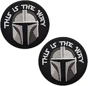2 PCS This is The Way Mandalorian Half Helmet Movie Art Embroidered Fastener Hook and Loop Backing Tactical Morale Shoulder Armband Backpack Vest Dogs Patch
