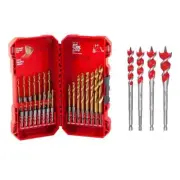 Milwaukee Drill Bit Combination Set Titanium w/ Speed Feed Auger Wood(27-Piece)