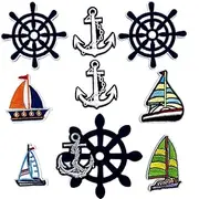 [Generisch] Pack of 9 Ship Anchors Steering Wheel Ship Iron-On Sew-On Sailing Boat Maritime Iron-On Patch