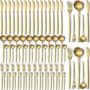 60 Pieces Stainless Steel Silverware Set, Flatware Cutlery Set Service for 12, Tableware Cutlery Set Include Knife Fork Spoon Set, Utensils for Home, Restaurant, Hotel, Dishwasher Safe (Gold)