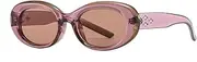 HMKING Retro Pc Oval Frame Polarized Sunglasses for Mens Womens Retro Mirrored Lens Sun glasses for Driving Fishing, Purple-gray