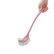 Toilet Brush Set Plastic Double Sided Brush Head Toilet Scrubber Holder Set for Home Hotel Bedroom Pink