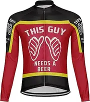 [Luisbibe] This Guy Needs A Beer Men's Cycling Jersey Long Sleeve Bike Shirts