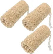 Healeved 3pcs Loofah Scrub Brush Sponge Scrubbing Infused Exfoliating Bathing Body Super Soft Exfoliating Bath Sponge Reusable Scrubber Scrubbers Shower Women Washing Natural Khaki Loofah