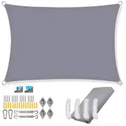 Waterproof Rectangle UV Block Sun Shade Sail (Gray with Kits 3*4M)