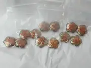 Painted resin, 3-color, 28x26mm flower with floral design set/12