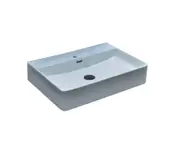 600*420*130mm Rectangle Gloss White Ceramic Above Counter Basin with 1 Tap Hole